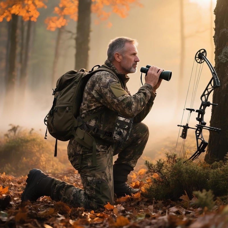 WOLFHUNT Prym1 Camo Binoculars Chest Pack with Rangefinder Pouch, Binoculars Harness Bags Magnetic Opening Bino Case Triple-Use Mode, Hunting Chest Pack W/MolleSystem & Lens Cleaning Cloth - Image 5
